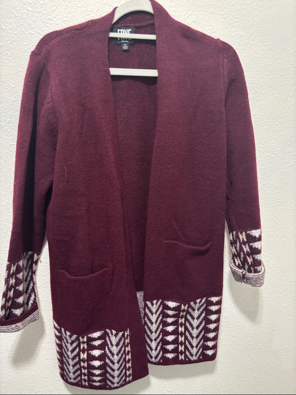 Cozy Women's Open-Front Cardigan Sweater - Burgundy